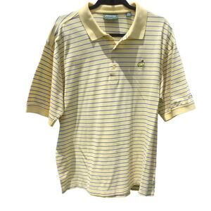 Vtg Masters Collection mens golf polo sz L large yellow blue striped golf cotton